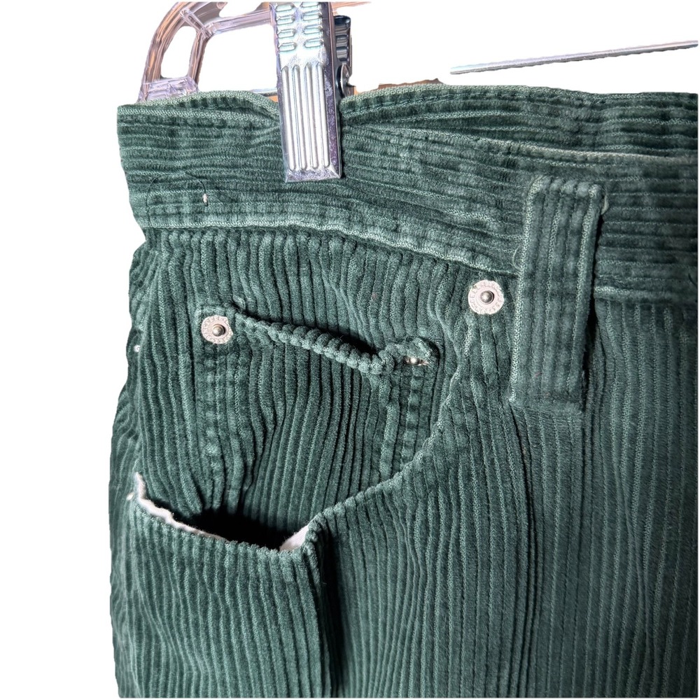 Vintage Essentials Green Wide Wale Corduroy Pants Women's Size 10 High Rise 90s - Picture 5 of 8